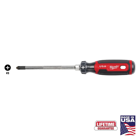 Milwaukee Tool MT203 #3 Phillips 6" Cushion Grip Screwdriver (Made in USA), 1 EA