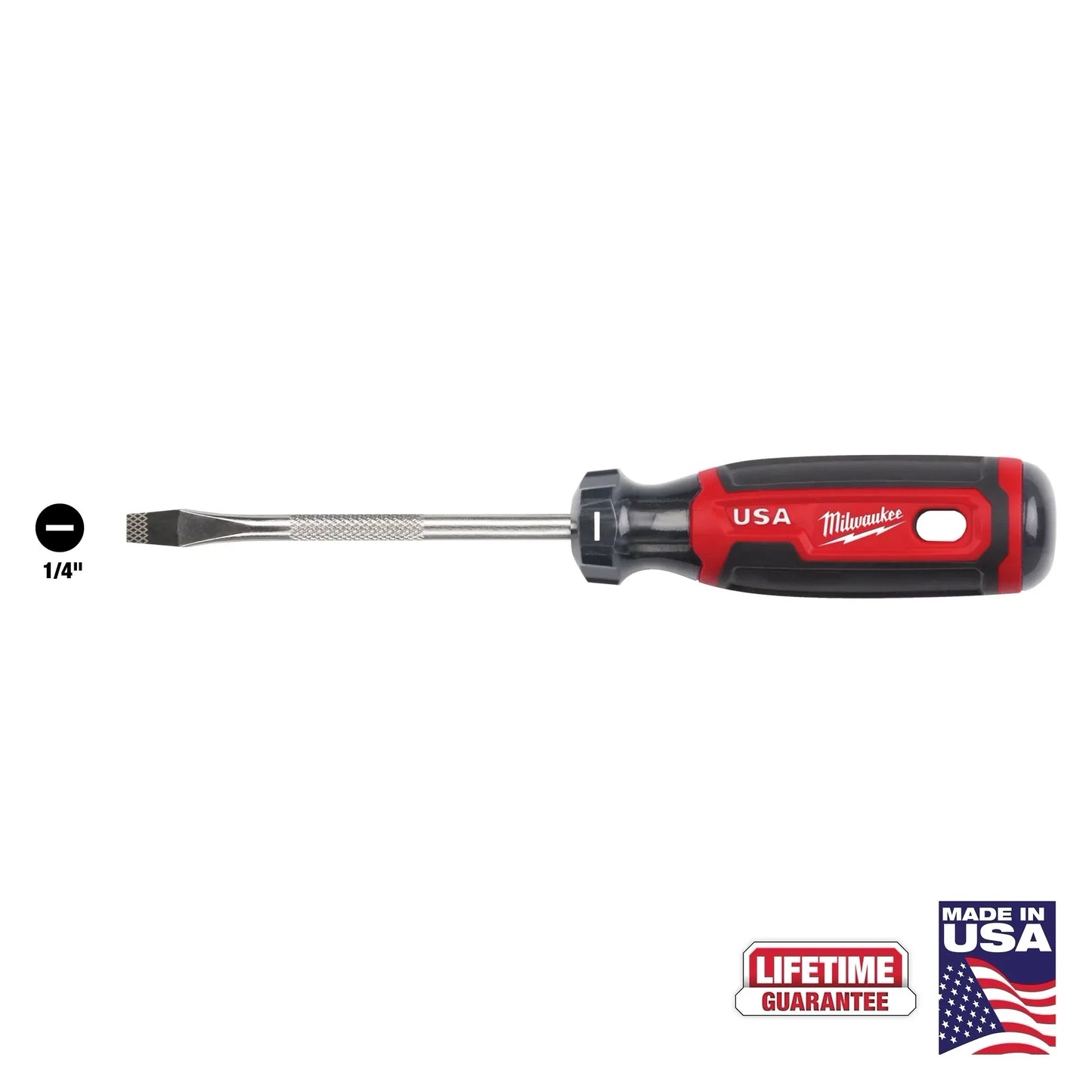 Milwaukee Tool MT206 1/4" Slotted 4" Cushion Grip Screwdriver (Made in USA), 1 EA