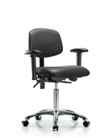 Blue Ridge Ergonomics VDHCH-MB-RT-T0-A0-RC-8823 Rutledge Vinyl Chair - Desk Height with Round Tube Base, Medium Back, & Casters in Carbon Supernova™ Vinyl