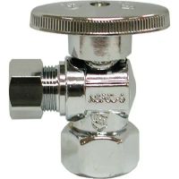 Jones Stephens S10328 1/2" FIP x 1/4" OD Comp Quarter-Turn Angle Supply Stop Valve, Chrome Plated