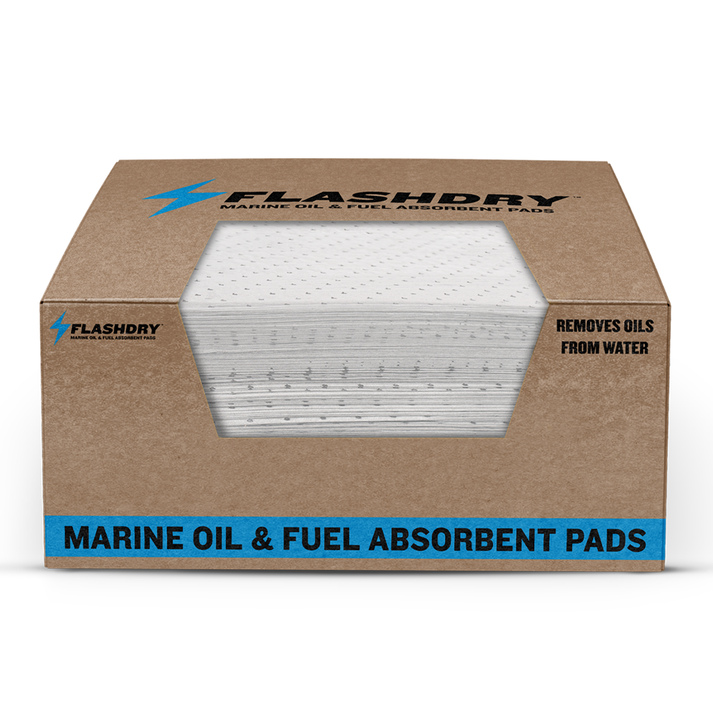 EarthSafe FDABPAD100MAR FlashDry Marine Oil and Fuel Spill Absorbent Pads 100 per Box (17.5"x13.5")