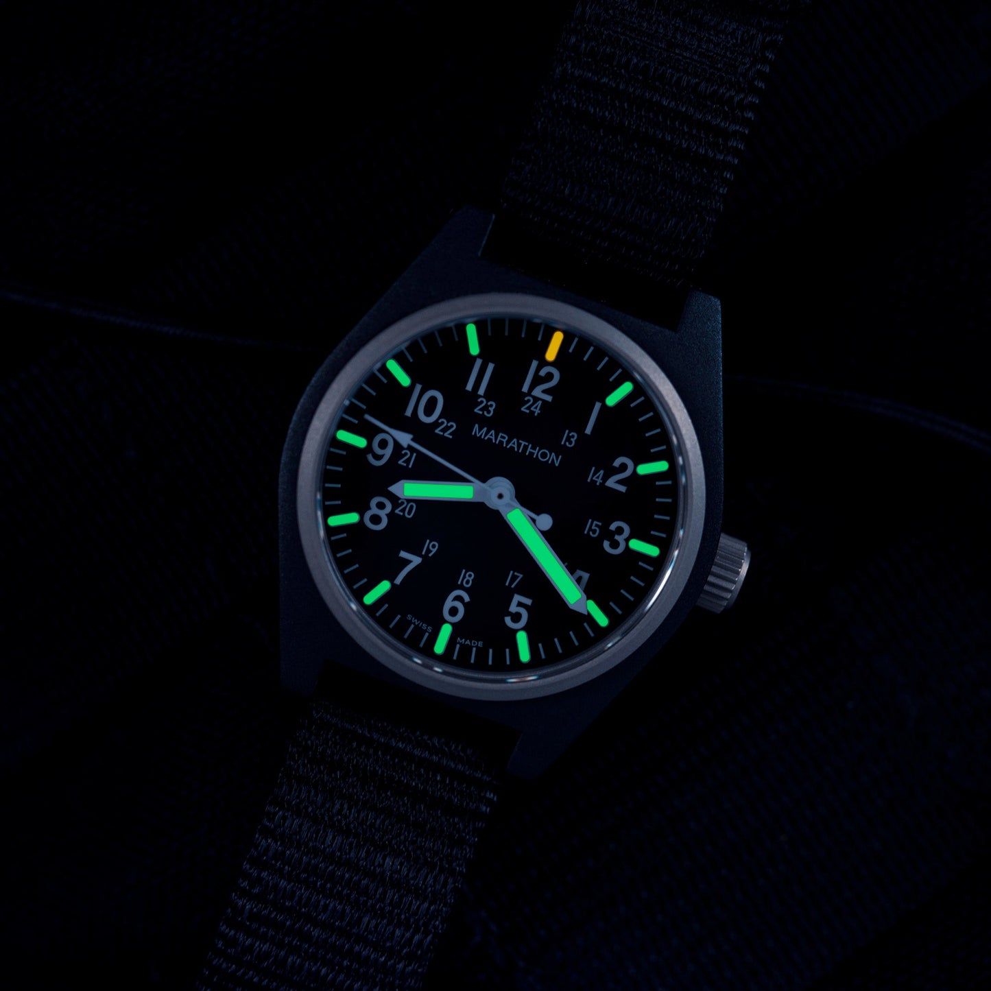 Marathon WW194009BK-0101 Black General Purpose Quartz with MaraGlo (GPQ) - 34mm with Black Ballistic Nylon Strap