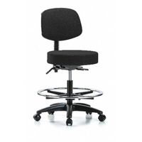 Blue Ridge Ergonomics FMBST-RG-T0-BF-RC-F41 Rutledge Fabric Stool with Back - Medium Bench Height with Black Foot Ring & Casters in Burgundy Fabric