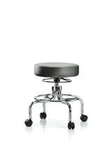 Blue Ridge Ergonomics VMBSO-CR-NF-CC-8840 Rutledge Vinyl Stool without Back Chrome - Medium Bench Height with Casters in Sterling Supernova™ Vinyl