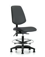 Blue Ridge Ergonomics VMBMS-RG-CF-RC-8605 Vinyl Mini-Stool - Medium Bench Height with Chrome Foot Ring & Casters in Charcoal Trailblazer™ Vinyl