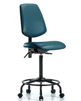 Blue Ridge Ergonomics VMBCH-RG-T1-A0-NF-RG-8801 Rutledge Vinyl Chair - Medium Bench Height with Seat Tilt & Stationary Glides in Marine Blue Supernova™ Vinyl