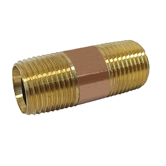 Caleffi NA10834 1/2" x 2" NPT Brass Nipple (Low Lead)