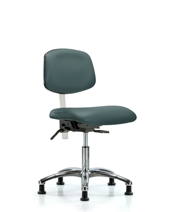 Blue Ridge Ergonomics NCR-VDHCH-CR-T0-A0-RG-8546 Class 100 Vinyl Clean Room Chair - Desk Height with Stationary Glides in Colonial Blue Trailblazer™ Vinyl