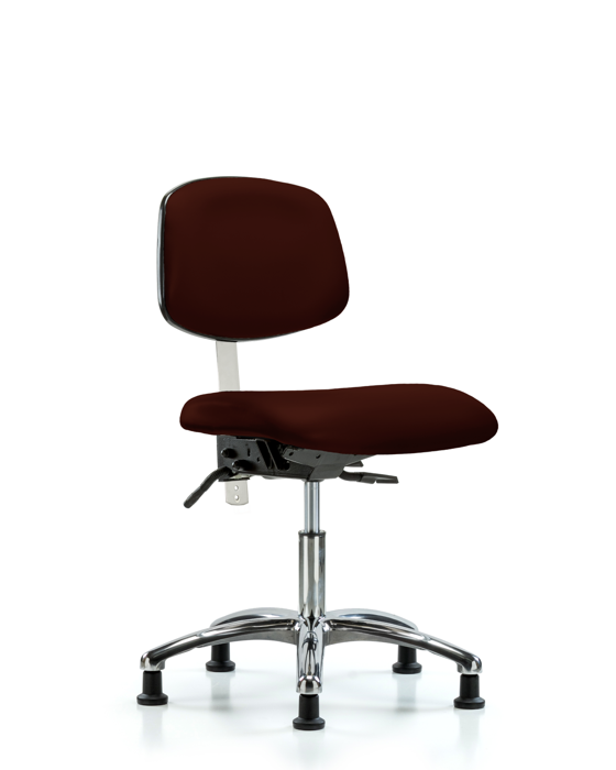 Blue Ridge Ergonomics NCR-VDHCH-CR-T0-A0-RG-8569 Class 100 Vinyl Clean Room Chair - Desk Height with Stationary Glides in Burgundy Trailblazer™ Vinyl
