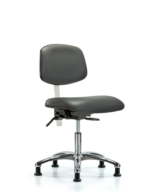 Blue Ridge Ergonomics NCR-VDHCH-CR-T0-A0-RG-8823 Class 100 Vinyl Clean Room Chair - Desk Height with Stationary Glides in Carbon Supernova™ Vinyl