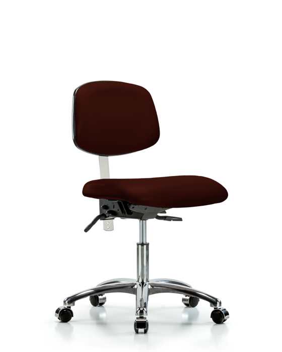 Blue Ridge Ergonomics NCR-VDHCH-CR-T1-A0-CC-8569 Class 100 Vinyl Clean Room Chair - Desk Height with Seat Tilt & Casters in Burgundy Trailblazer™ Vinyl