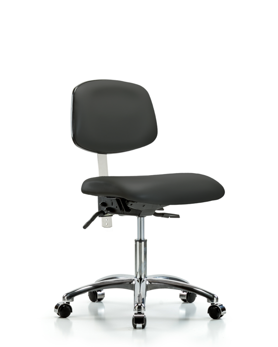 Blue Ridge Ergonomics NCR-VDHCH-CR-T1-A0-CC-8605 Class 100 Vinyl Clean Room Chair - Desk Height with Seat Tilt & Casters in Charcoal Trailblazer™ Vinyl