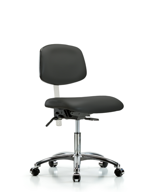 Blue Ridge Ergonomics NCR-VDHCH-CR-T1-A0-CC-8605 Class 100 Vinyl Clean Room Chair - Desk Height with Seat Tilt & Casters in Charcoal Trailblazer™ Vinyl