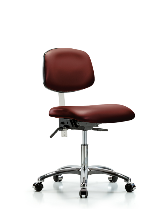 Blue Ridge Ergonomics NCR-VDHCH-CR-T1-A0-CC-8815 Class 100 Vinyl Clean Room Chair - Desk Height with Seat Tilt & Casters in Borscht Supernova™ Vinyl