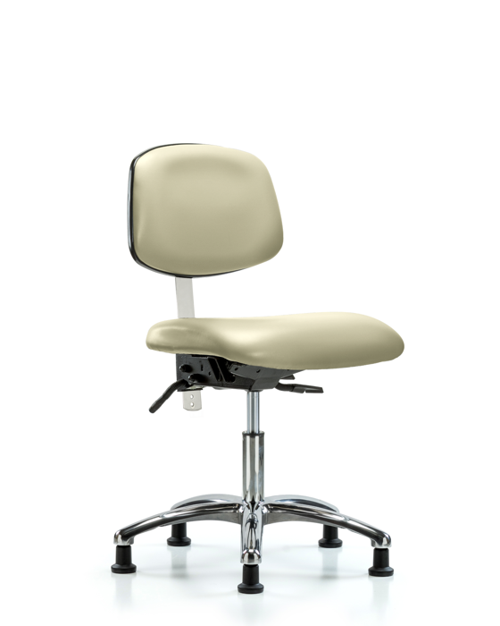 Blue Ridge Ergonomics NCR-VDHCH-CR-T1-A0-RG-8501 Class 100 Vinyl Clean Room Chair - Desk Height with Seat Tilt & Stationary Glides in Adobe White Trailblazer™ Vinyl