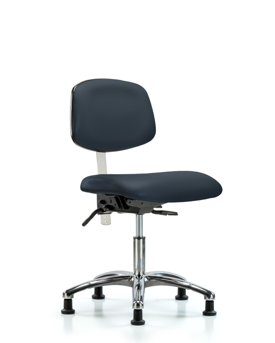 Blue Ridge Ergonomics NCR-VDHCH-CR-T1-A0-RG-8582 Class 100 Vinyl Clean Room Chair - Desk Height with Seat Tilt & Stationary Glides in Imperial Blue Trailblazer™ Vinyl