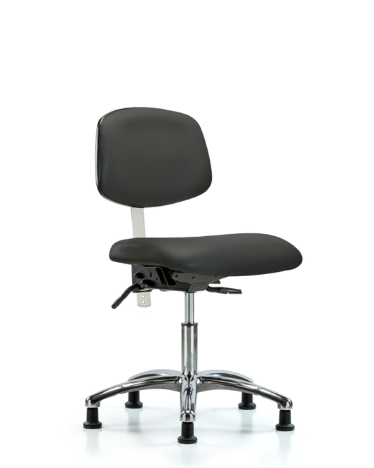 Blue Ridge Ergonomics NCR-VDHCH-CR-T1-A0-RG-8605 Class 100 Vinyl Clean Room Chair - Desk Height with Seat Tilt & Stationary Glides in Charcoal Trailblazer™ Vinyl