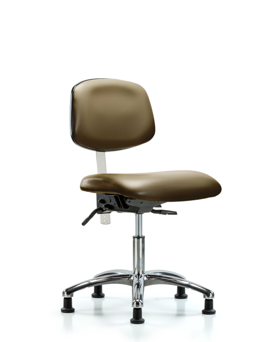 Blue Ridge Ergonomics NCR-VDHCH-CR-T1-A0-RG-8809 Class 100 Vinyl Clean Room Chair - Desk Height with Seat Tilt & Stationary Glides in Taupe Supernova™ Vinyl