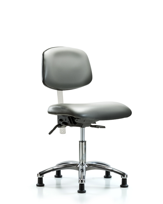 Blue Ridge Ergonomics NCR-VDHCH-CR-T1-A0-RG-8840 Class 100 Vinyl Clean Room Chair - Desk Height with Seat Tilt & Stationary Glides in Sterling Supernova™ Vinyl