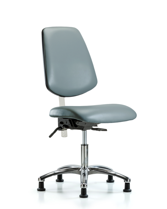 Blue Ridge Ergonomics NCR-VDHCH-MB-CR-T0-A0-RG-8822 Class 100 Vinyl Clean Room Chair - Desk Height with Medium Back & Stationary Glides in Storm Supernova™ Vinyl