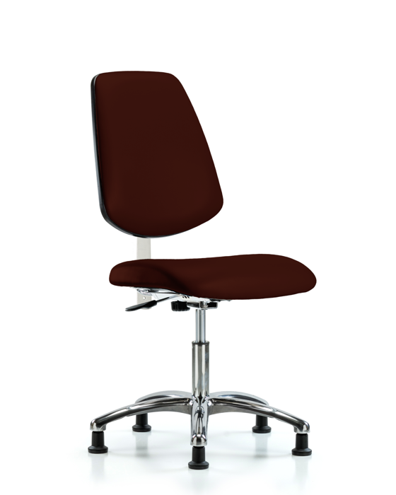 Blue Ridge Ergonomics NCR-VDHCH-MB-CR-T1-A0-RG-8569 Class 100 Vinyl Clean Room Chair - Desk Height with Medium Back, Seat Tilt, & Stationary Glides in Burgundy Trailblazer™ Vinyl