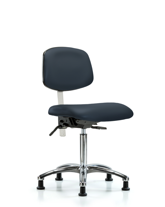 Blue Ridge Ergonomics NCR-VMBCH-CR-T0-A0-NF-RG-8582 Class 100 Vinyl Clean Room Chair - Medium Bench Height with Stationary Glides in Imperial Blue Trailblazer™ Vinyl