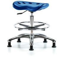Blue Ridge Ergonomics PTDHSL-RG-RG-BLK Polyurethane Tractor Stool - Desk Height with Stationary Glides in Black Polyurethane