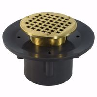 Jones Stephens D51068 4" Heavy Duty ABS Drain Base with 3-1/2" Metal Spud and 5" Polished Brass Strainer