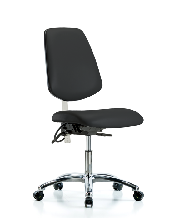 Blue Ridge Ergonomics NECR-VDHCH-MB-CR-T1-A0-EC-ESDBLK Class 100 Vinyl Clean Room/ESD Chair - Desk Height with Medium Back, Seat Tilt, & ESD Casters in Black ESD Vinyl
