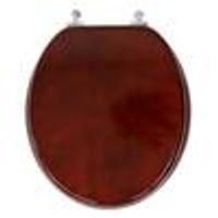 Jones Stephens C2B1R16BN Mahogany Designer Wood Toilet Seat with Piano Finish, Closed Front with Cover, Brushed Nickel Hinges, Round