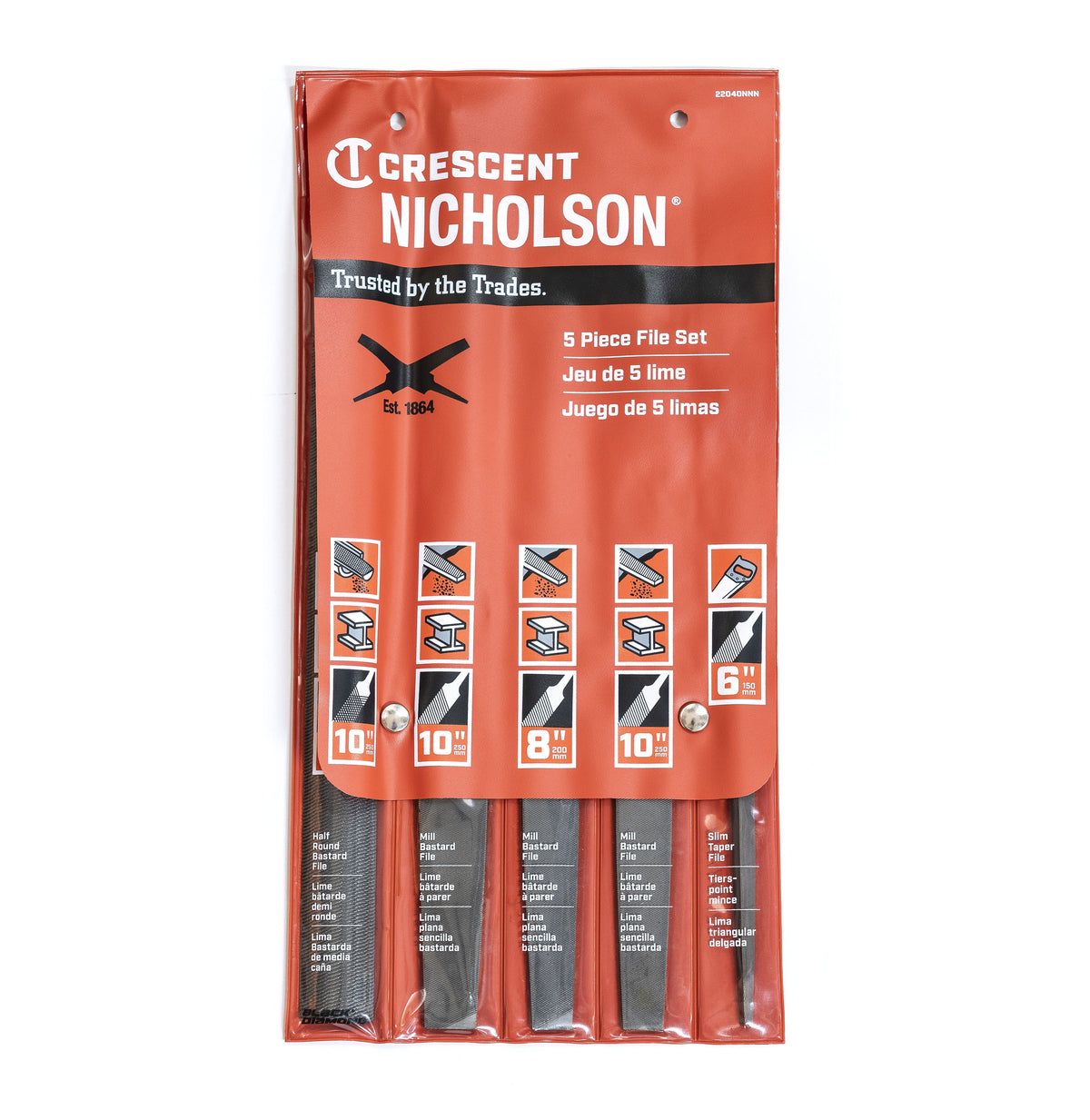 Nicholson 22040NNN 5 Piece 6", 8"& 10" General Purpose File Set