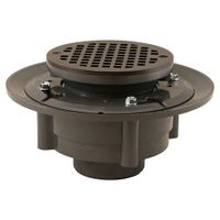 Jones Stephens D4912RB 2" x 3" Heavy Duty PVC Shower Drain with 3-1/2" PVC Spud and 5" Round Oil Rubbed Bronze Strainer