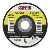 CGW ABRASIVES 36255 4 1/2 X 1/4 X 7/8 A24-R-Bf Steel T27