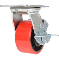 Vestil CST-VE-4X2PU-SWB Polyurethane Swivel With Brake Caster 4 In. Diameter x 2 In. Width 792 Lb. Capacity Red/Black