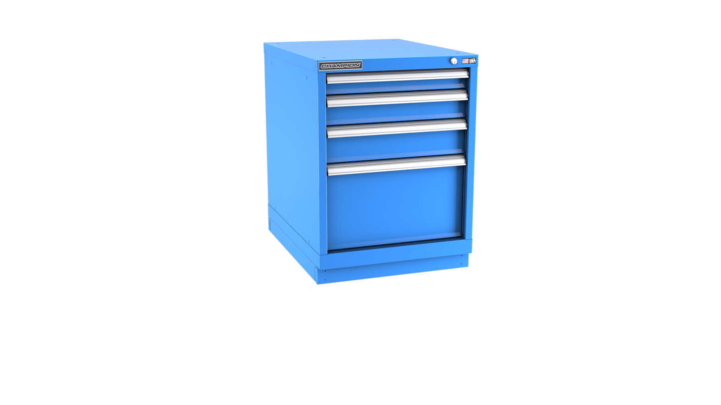 Champion Tool Storage NW1200-0402-ILC-FTB-BB 4-Drawer Standard Depth Modular Cabinet NW0402 | 22-3/16"W x 29-7/8"H x 28-1/2"D, Bright Blue