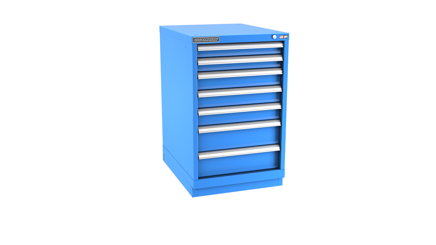 Champion Tool Storage NW1500-0701-ILC-FTB-BB 7-Drawer Standard Depth Modular Cabinet NW0701 | 22-3/16"W x 35-7/8"H x 28-1/2"D, Bright Blue