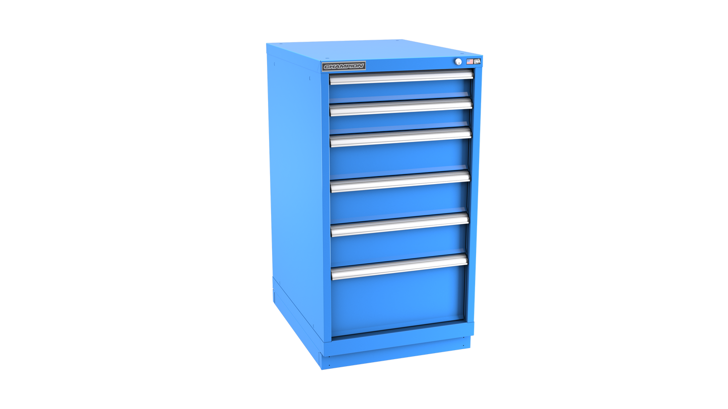 Champion Tool Storage NW1800-0601-ILC-FTB-BB 6-Drawer Standard Depth Modular Cabinet NW0601 | 22-3/16"W x 41-3/4"H x 28-1/2"D, Bright Blue