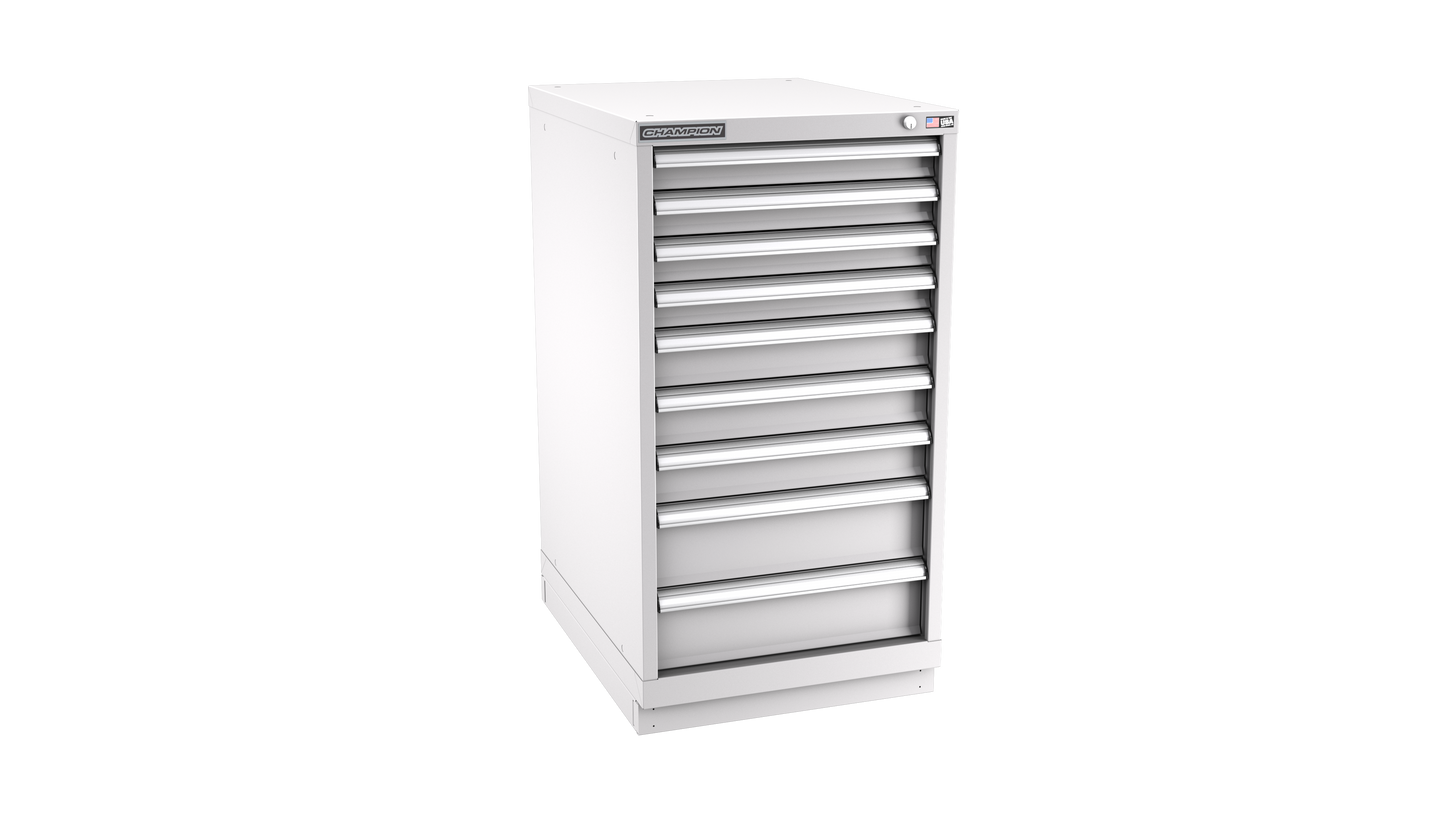 Champion Tool Storage NW1800-0901-ILC-FTB-LG 9-Drawer Standard Depth Modular Cabinet NW0901 | 22-3/16"W x 41-3/4"H x 28-1/2"D, Light Gray