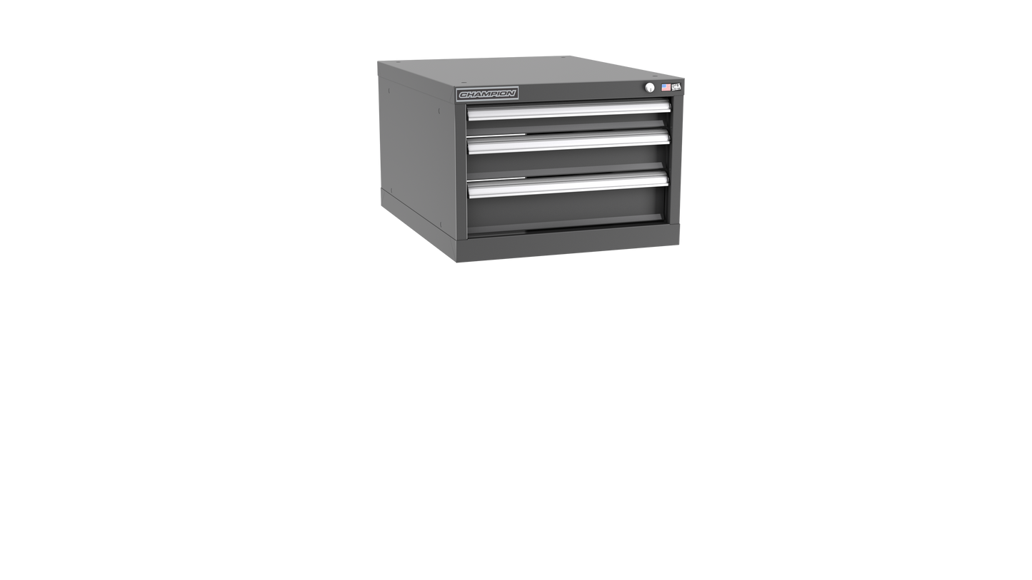 Champion Tool Storage NW600-0301-ILC-DG 3-Drawer Standard Depth Modular Cabinet NW0301 | 22-3/16"W x 15-3/4"H x 28-1/2"D, Dark Gray
