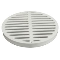 Jones Stephens D53065 4" ABS Hub Fit Drain Base with 3-1/2" Metal Spud and 5" Polished Brass Strainer
