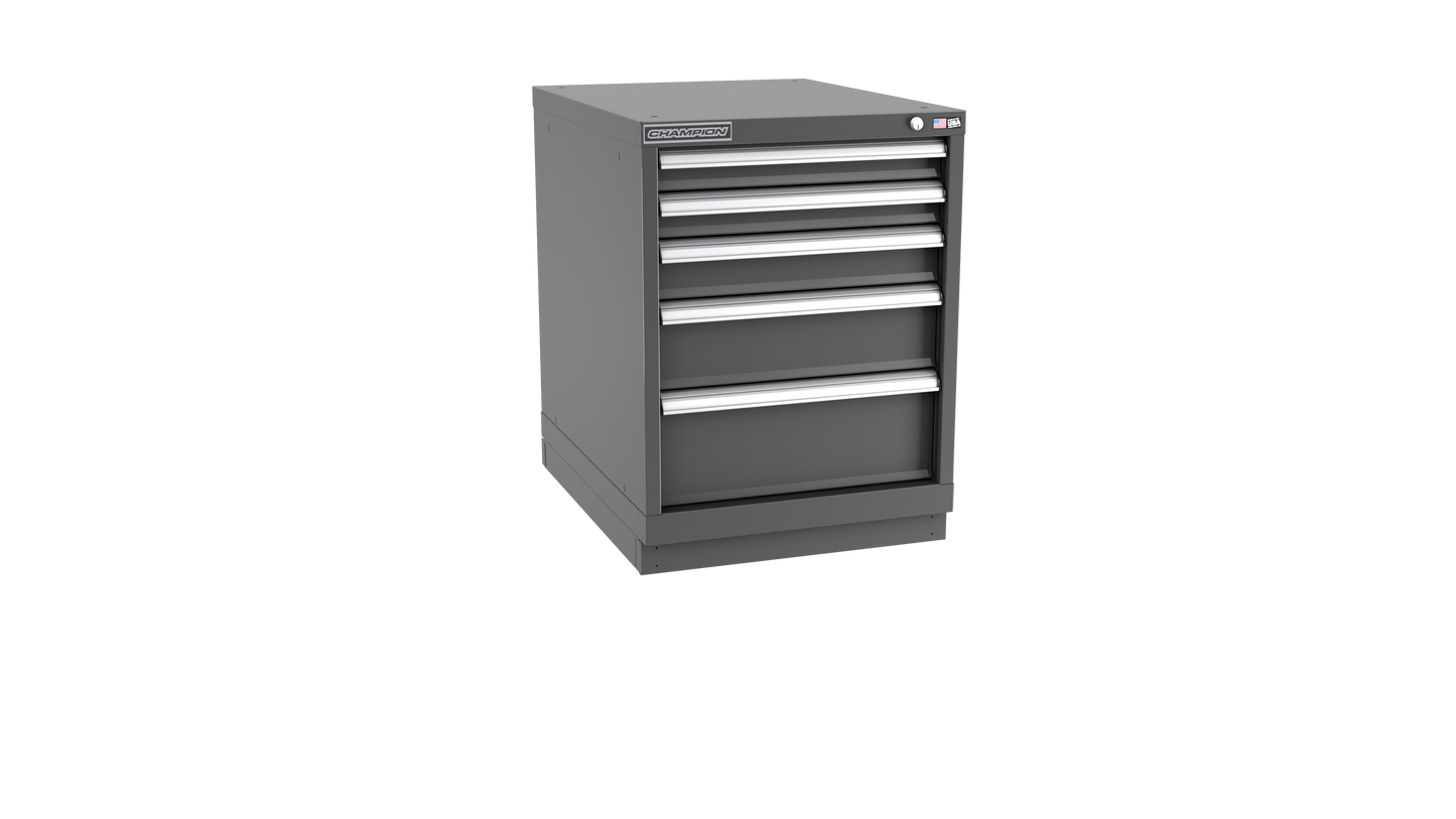 Champion Tool Storage NWS1200-0502-ILC-FTB-DG 5-Drawer Shallow Depth Modular Cabinet NWS0502 | 22-3/16"W x 29-7/8"H x 22-1/2"D, Dark Gray