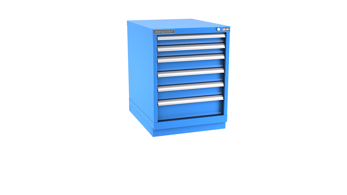 Champion Tool Storage NWS1200-0601-ILC-FTB-BB 6-Drawer Shallow Depth Modular Cabinet NWS0601 | 22-3/16"W x 29-7/8"H x 22-1/2"D, Bright Blue