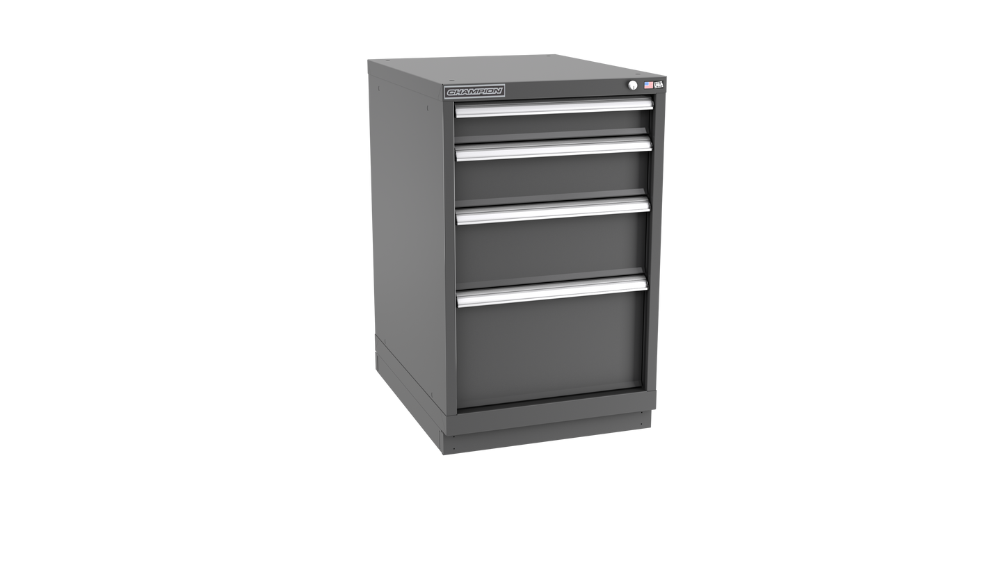 Champion Tool Storage NWS1500-0401-ILC-FTB-DG 4-Drawer Shallow Depth Modular Cabinet NWS0401 | 22-3/16"W x 35-7/8"H x 22-1/2"D, Dark Gray