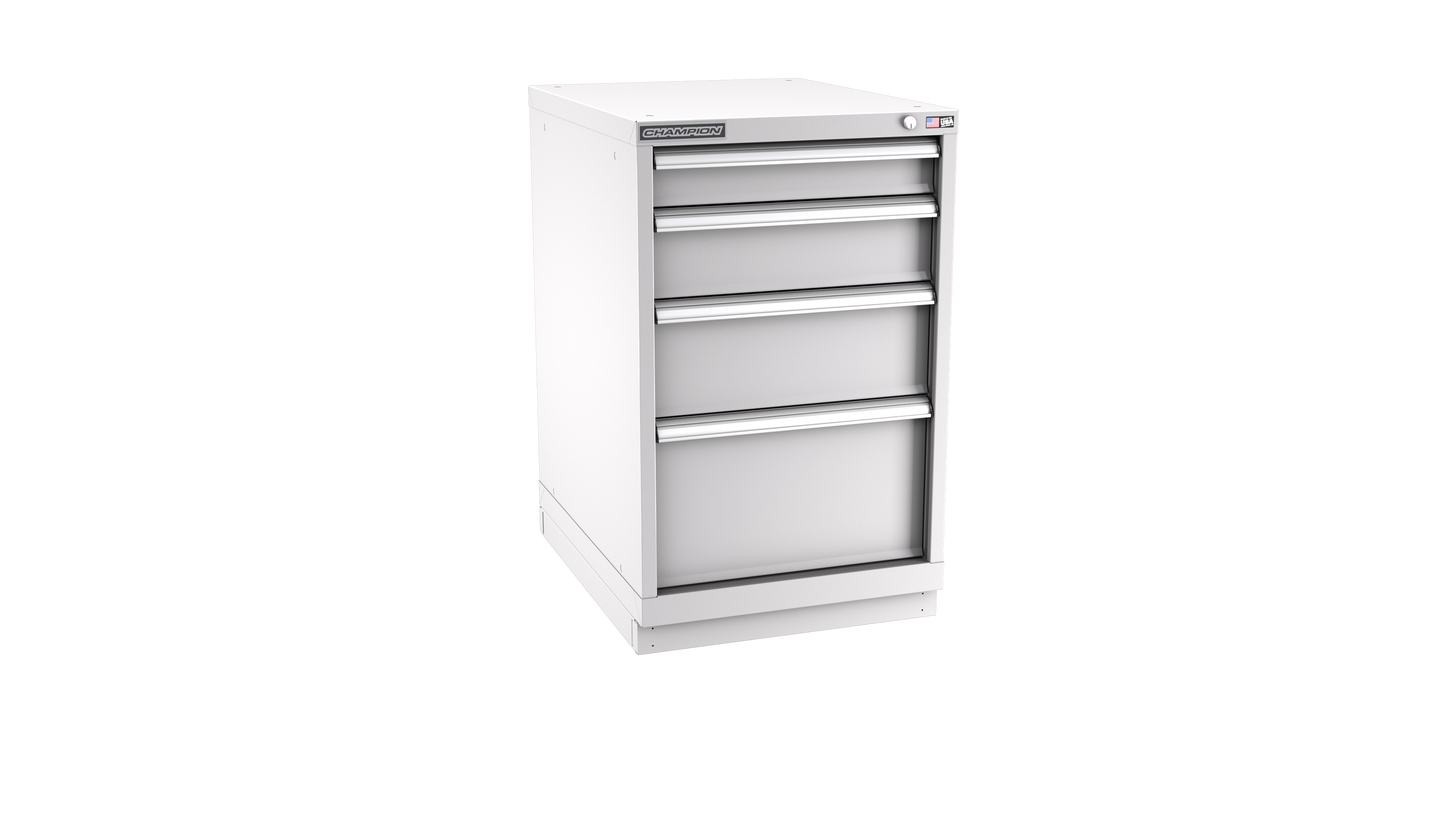 Champion Tool Storage NWS1500-0401-ILC-FTB-LG 4-Drawer Shallow Depth Modular Cabinet NWS0401 | 22-3/16"W x 35-7/8"H x 22-1/2"D, Light Gray