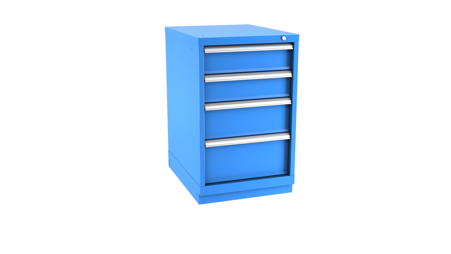 Champion Tool Storage NWS1500-0402-ILC-FTB-BB 4-Drawer Shallow Depth Modular Cabinet NWS0402 | 22-3/16"W x 35-7/8"H x 22-1/2"D, Bright Blue