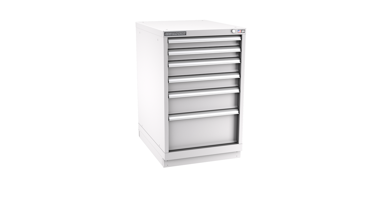 Champion Tool Storage NWS1500-0601-ILC-FTB-LG 6-Drawer Shallow Depth Modular Cabinet NWS0601 | 22-3/16"W x 35-7/8"H x 22-1/2"D, Light Gray