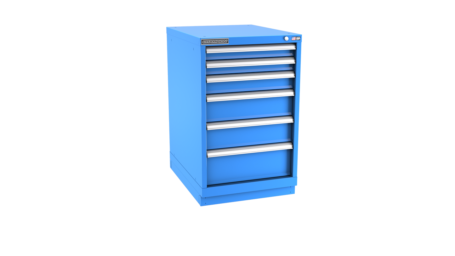 Champion Tool Storage NWS1500-0602-ILC-FTB-BB 6-Drawer Shallow Depth Modular Cabinet NWS0602 | 22-3/16"W x 35-7/8"H x 22-1/2"D, Bright Blue