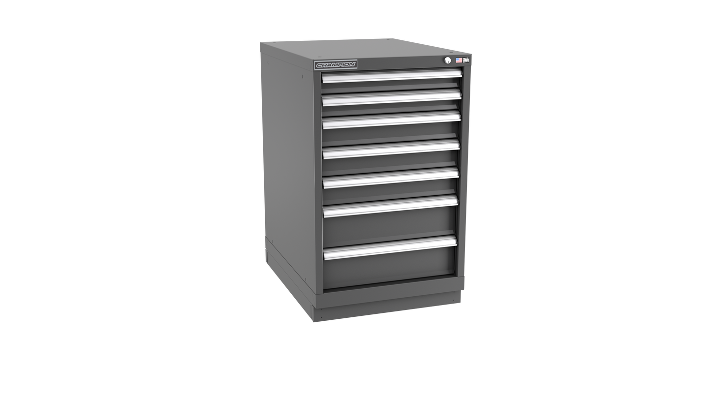Champion Tool Storage NWS1500-0701-ILC-FTB-DG 7-Drawer Shallow Depth Modular Cabinet NWS0701 | 22-3/16"W x 35-7/8"H x 22-1/2"D, Dark Gray