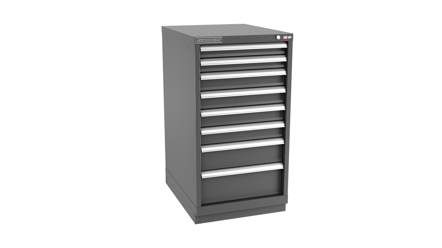 Champion Tool Storage NWS1800-0801-ILC-FTB-DG 8-Drawer Shallow Depth Modular Cabinet NWS0801 | 22-3/16"W x 41-3/4"H x 22-1/2"D, Dark Gray