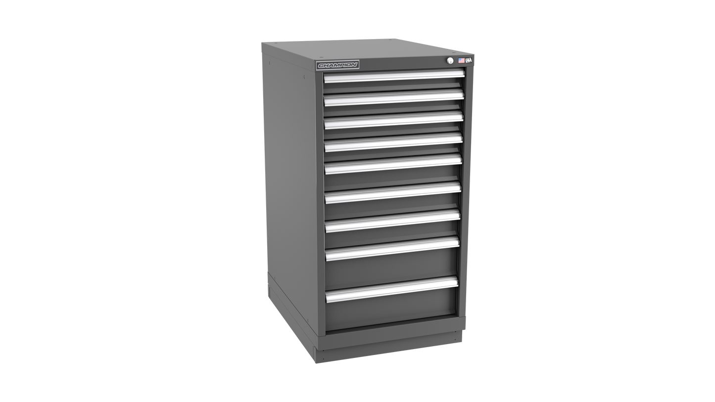 Champion Tool Storage NWS1800-0901-ILC-FTB-DG 9-Drawer Shallow Depth Modular Cabinet NWS0901 | 22-3/16"W x 41-3/4"H x 22-1/2"D, Dark Gray